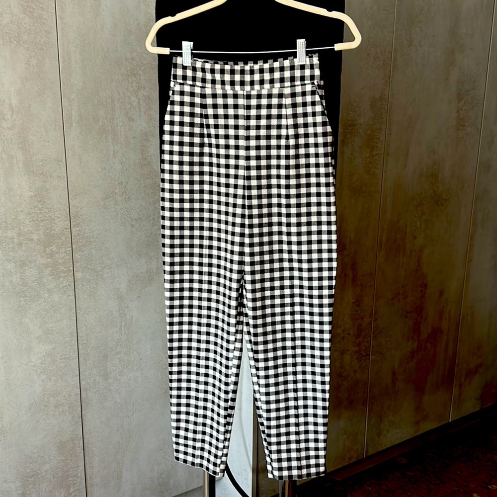 Zara Black and White Check Pants Size XS